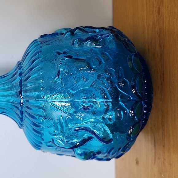 Rare Zodiac Turquoise Decanter Genie Bottle Italy With Star Stopper 13.5" - Picture 6 of 11